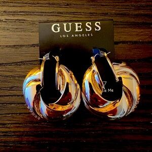 NEW Guess gold thick hoop earrings